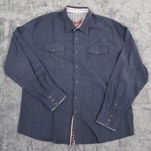 Scully Pearl Snap Western Shirt Mens XL Blue Embroidered Western Cowboy‎ Rodeo